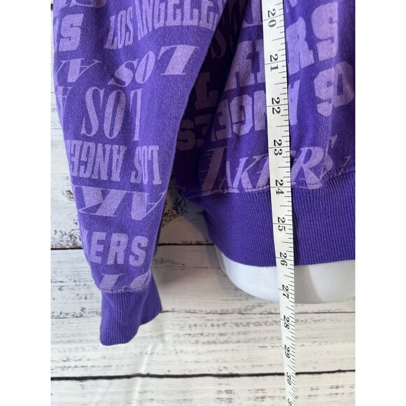 Los Angeles Lakers Purple Allover Logo Hoodie & Wide Leg Sweatpants Fit L-XL - Picture 8 of 16
